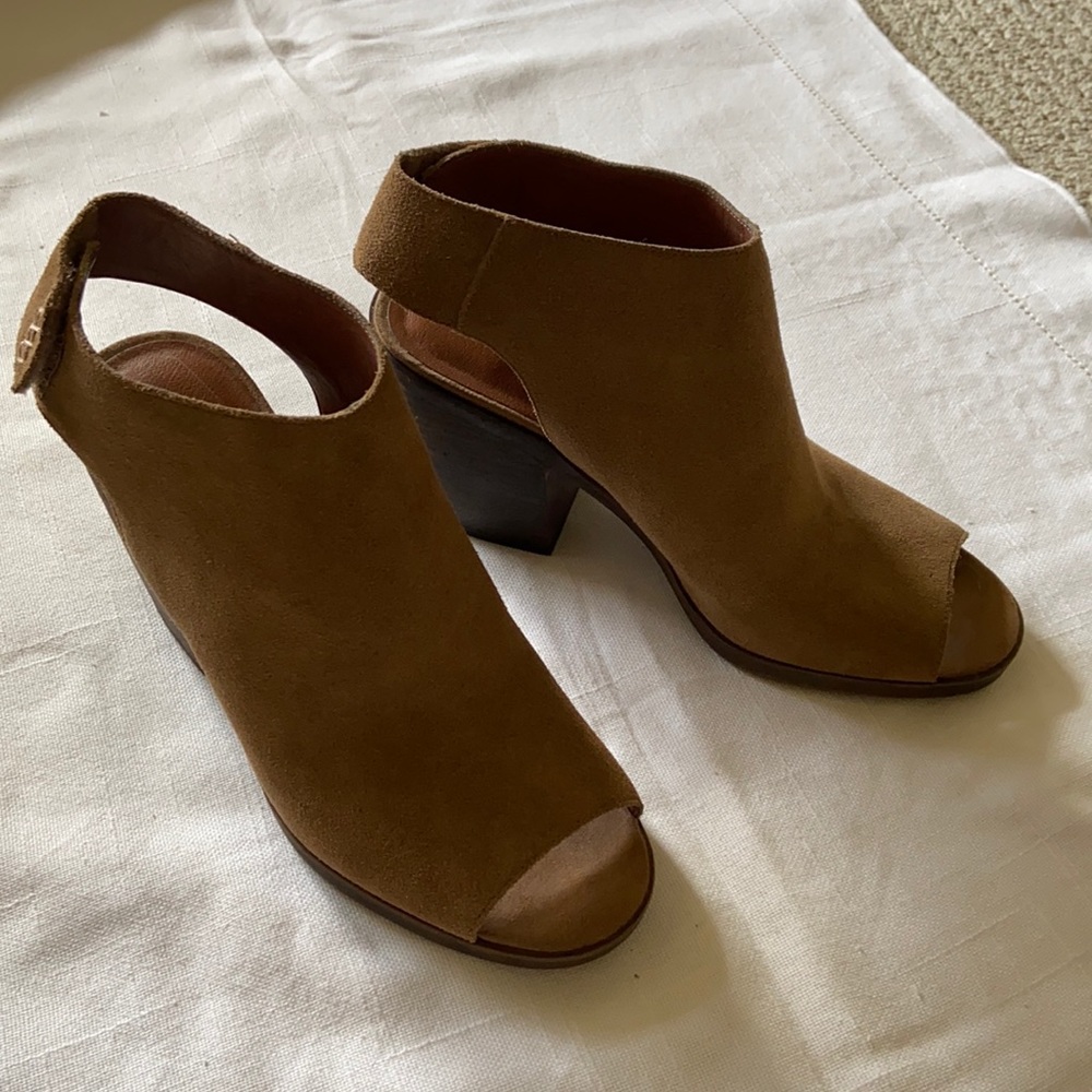 Lucky Taupe Open Toe Booties